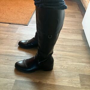Etienne Aigner Glossy Black Over the Knee Boots